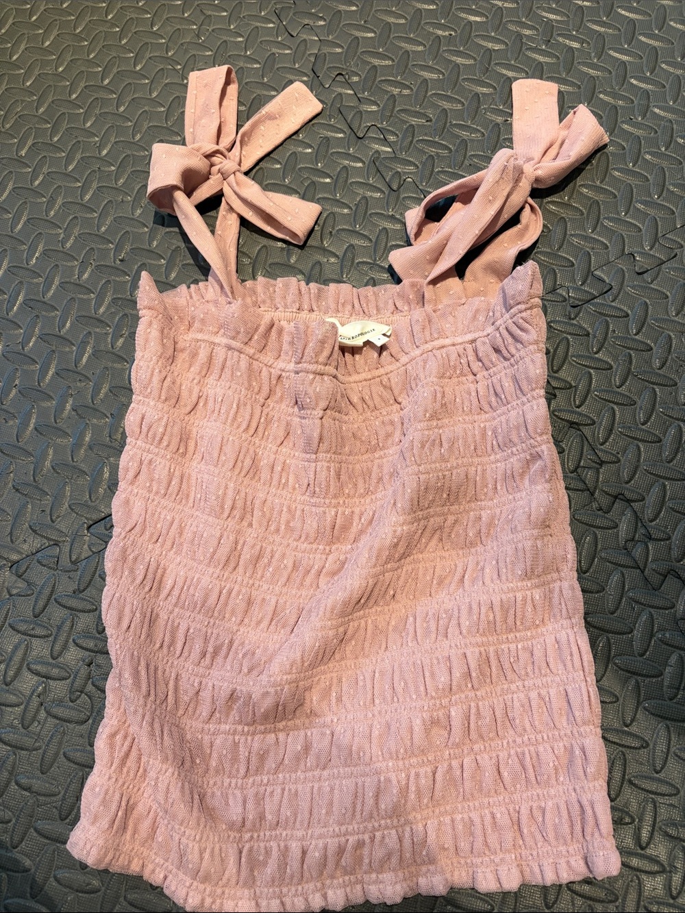 Anthropologie Dusty Pink Smocked Tank with Tie Straps